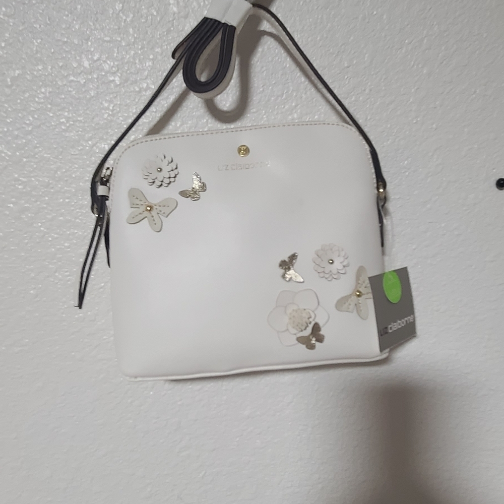 Liz Claiborne White Crossbody Bag with Floral Accents